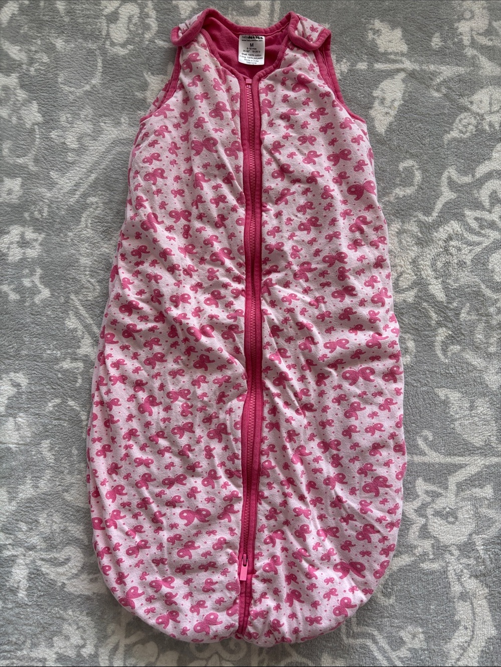 Pink Ribbon Print Baby Sleep Sack (6-18 Months)(Weighted)